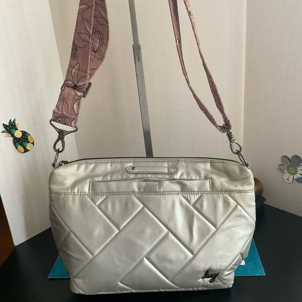 Lug Silver Quilted Crossbody Bag